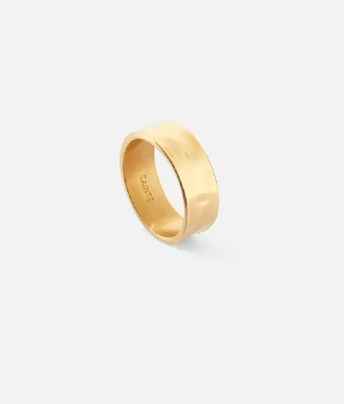 Cainte Gold Hammered Ring 8MM (2)